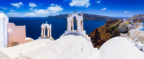 Biała Architektura Miasta Oia Wyspie Santorini Grecja — Zdjęcie stockowe