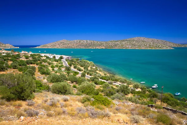 Acque Turchesi Della Baia Mirabello Sulla Costa Creta Grecia — Foto Stock