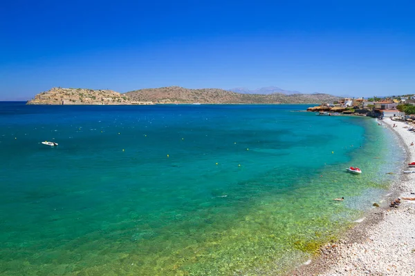 Água Turquesa Baía Mirabello Costa Creta Grécia — Fotografia de Stock