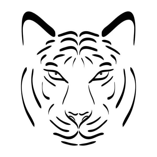 Silueta de cabeza de tigre. Icono del tigre vectorial como elemento de diseño sobre fondo aislado — Vector de stock