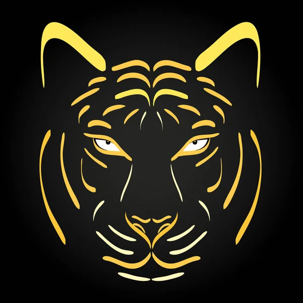 Tiger head silhouette. Vector tiger icon as a design element on black background — Stock Vector