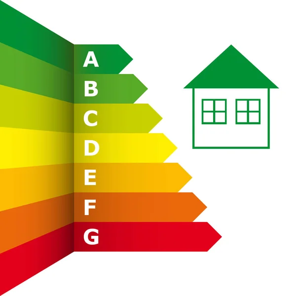 Indice d'efficacité énergétique et icône de la maison, illustration vectorielle — Image vectorielle