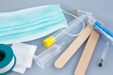 Şırınga ve iğne ve diğer tıbbi öğeleri. Sağlık veya phar