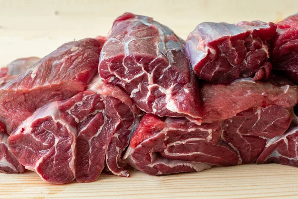 Raw Breef Meat Wooden Table — Stock Photo, Image