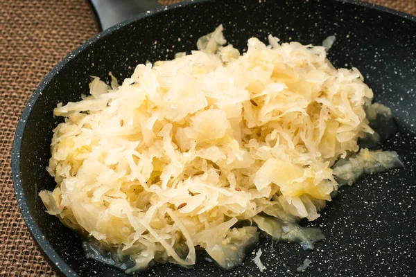 Fresh Healthy Sauerkraut Frying Pan — Stock Photo, Image