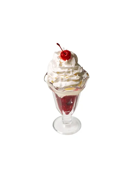 Isolated White Berry Sundae Whipped Cream — Stock Photo, Image