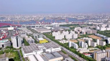 Hava panoramik Osaka city, Japonya