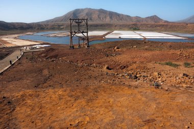 Tuz yataklar, bataklıklar Pedra de Lume, Cape Verde tuzlu suda yüzen için