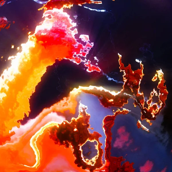 Égető nap, lángok, forró, vörös felhők, absztrakt — Stock Fotó