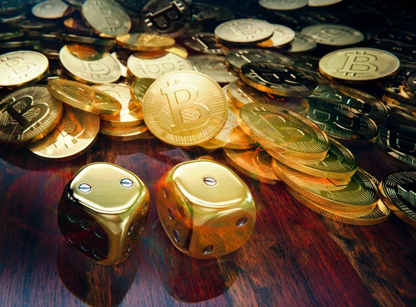 Bitcoin riskabelt tärningsspel — Stockfoto