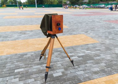 The old camera on street clipart
