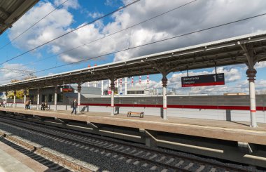 Moscow, Rusya Federasyonu-Ekim 01.2016. istasyon Shelepiha Moskova Merkezi yüzük