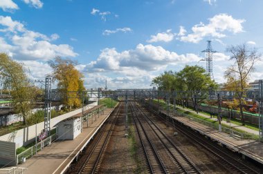 Moscow, Rusya Federasyonu-Ekim 01.2016. Nati Octyabrskaya tren istasyonu