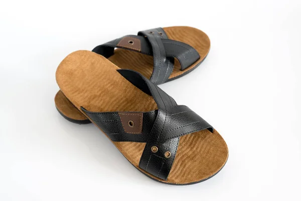 Verão sapatos masculinos de couro no fundo claro — Fotografia de Stock