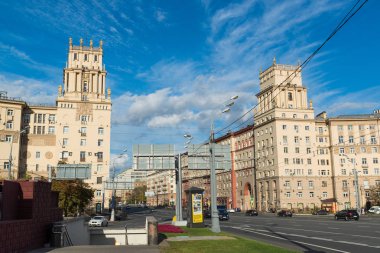 Moscow, Rusya Federasyonu-Ekim 01.2016. Numarası 30 ve 37a Leninsky Prospekt üzerinde ünlü tarihi evler