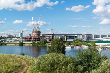 Krasnogorsk, Rusya Federasyonu - Temmuz 09.2016. İnşaat İş Merkezi Vegas Crocus şehir