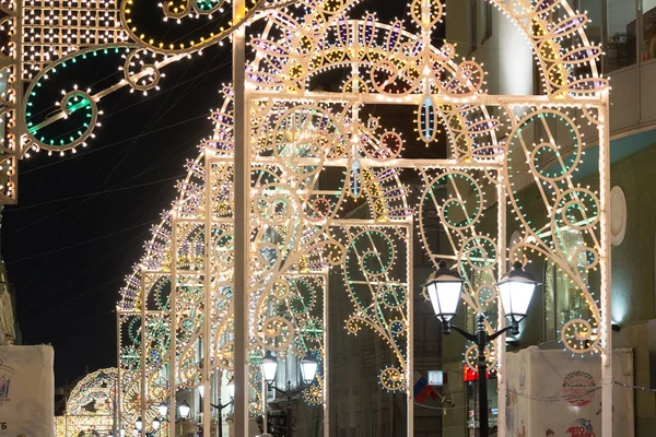 Moskwa, Rosja - stycznia 10.3016. Festiwal - Boże Narodzenie światła - na Nikolskaya street w centrum miasta — Zdjęcie stockowe