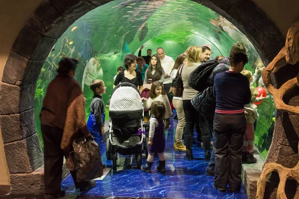 Moscú, Rusia - Diciembre 10.2016. Gente en el túnel submarino en Krasnogorsk. el día de apertura — Foto de Stock