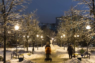 Geceleri Winter park, Moskova, Rusya