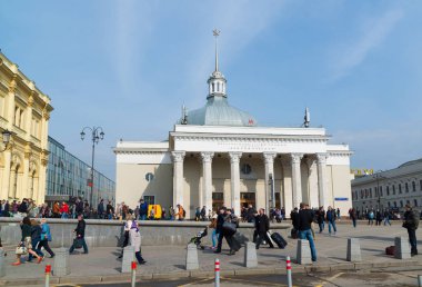 Moskova, Rusya - Nisan 14.2016. Bolshaya tren istasyonu. Landmark 1849 yılında inşa edilmiş