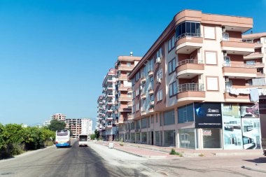 Kumluca, Türkiye - Haziran 20.2014. Şehirde yaz turizm sezonu yükseklikte genel görünümü