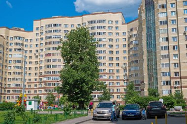 Moskova, Rusya - 28 Mayıs. 2016. Konut tuğla ev Zelenograd, Rusya