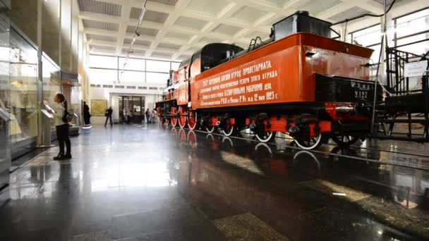 Moscú, Rusia - Marzo 11.2017. Tren viejo en los museos de Moscú Ferrocarril — Vídeos de Stock