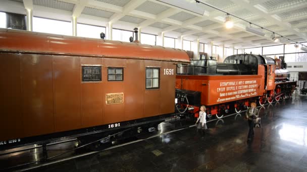 Moscú, Rusia - Marzo 11.2017. Tren viejo en los museos de Moscú Ferrocarril — Vídeos de Stock