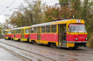 Volgograd, Rusya Federasyonu - Kasım 01. 2016. traktör fabrikası istasyonunda yüksek hızlı tramvay