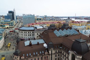 Kazan, Rusya Federasyonu - Mart 28.2017. Tarihi merkezinin Üstten Görünüm