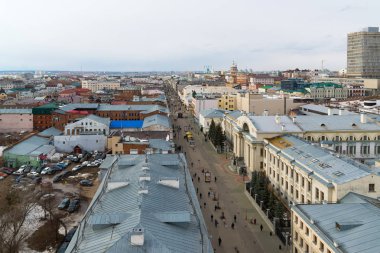 Kazan, Rusya Federasyonu - Mart 28.2017. Tarihi merkezinin Üstten Görünüm