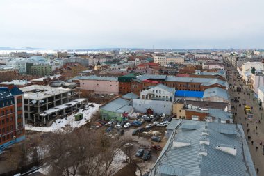 Kazan, Rusya Federasyonu - Mart 28.2017. Tarihi merkezinin Üstten Görünüm