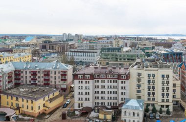 Kazan, Rusya Federasyonu - Mart 28.2017. Tarihi merkezinin Üstten Görünüm