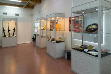 Kazan, Rusya Federasyonu - Mar 26.2017. Silah tasarımcısı Mikhail Kalashnikov Sergisi