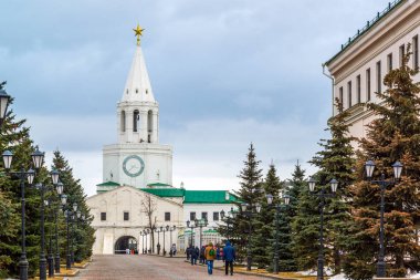 Kazan, Rusya Federasyonu - Mar 26.2017. Kremlin topraklarının görünümü