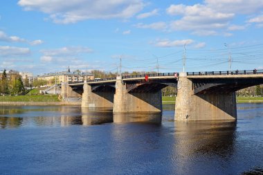 Tver, Rusya'nın yeni Volga köprü görünümü