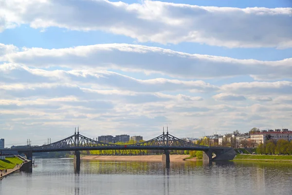 Starovolzhsky bridge from Volga in Tver, Russia — Stock Photo, Image