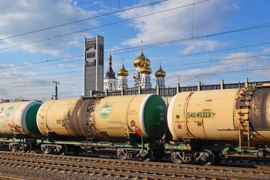 Tver, Rusya Federasyonu - 07.2017 olabilir. Kargo tank tren istasyonu