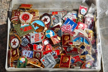Moskova, Rusya - 06.2017 olabilir. Ticaret rozet kez SSCB