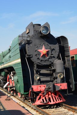 Moskova, Rusya - Nisan 1.2017. Buhar lokomotif Sormovskiy serisi amplifikatör