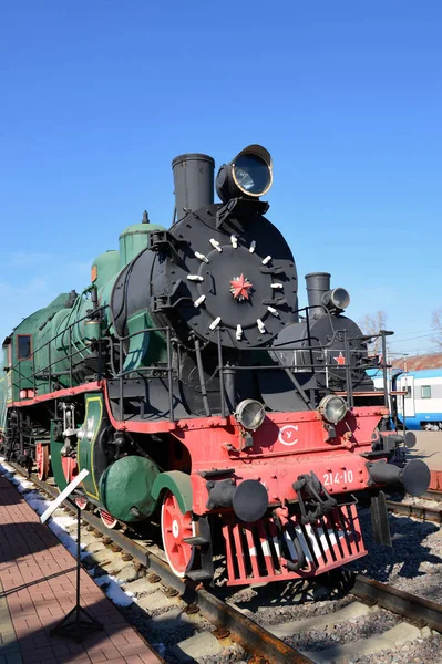 Moscow, Russia - April 1.2017. Steam locomotive Sormovskiy amplified series — Stock Photo, Image