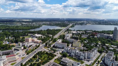 Lipetsk, Rusya Federasyonu - 11 Temmuz. 2017. şehir ve Voronej Nehri Üstten Görünüm