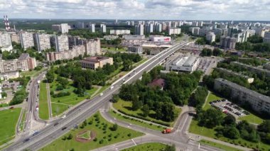 Moskova, Rusya - Temmuz 20.2017. Zelenograd idari bölge yükseklikten görüntülemek
