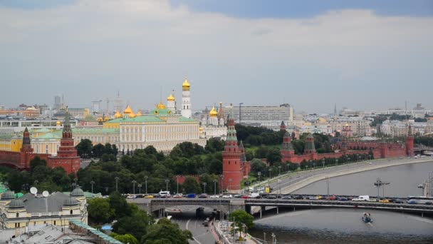 Vista do Kremlin e do Rio Moskva, Rússia — Vídeo de Stock