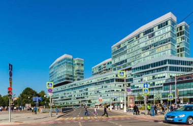 Moscow, Rusya Federasyonu - 31 Ağustos. 2017. Legenda Tsvetnogo iş merkezi Tsvetnoy Bulvar Caddesi üzerinde olduğunu