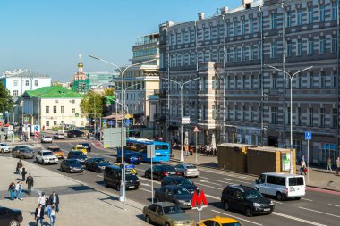 Moskova, Rusya - Ağustos 31.2017. Strastnoy Bulvarı'nda görünüm