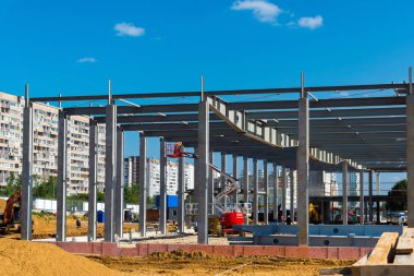 Moskova, Rusya - Eylül 01.2017. Zelenograd Alışveriş Merkezi İnşaatı