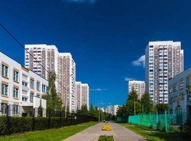 Moskova, Rusya'nın Zelenograd bölgesinde şehir manzarası