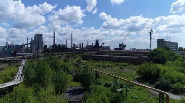 Lipetsk, Rusya Federasyonu - 11 Temmuz. 2017: Metalurji tesisi Nlmk grup. Yükseklikten genel görünümü