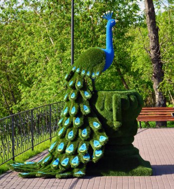 Khimki, Rusya Federasyonu - 30.2017 olabilir. Tavuskuşu Park Eko shore heykeli